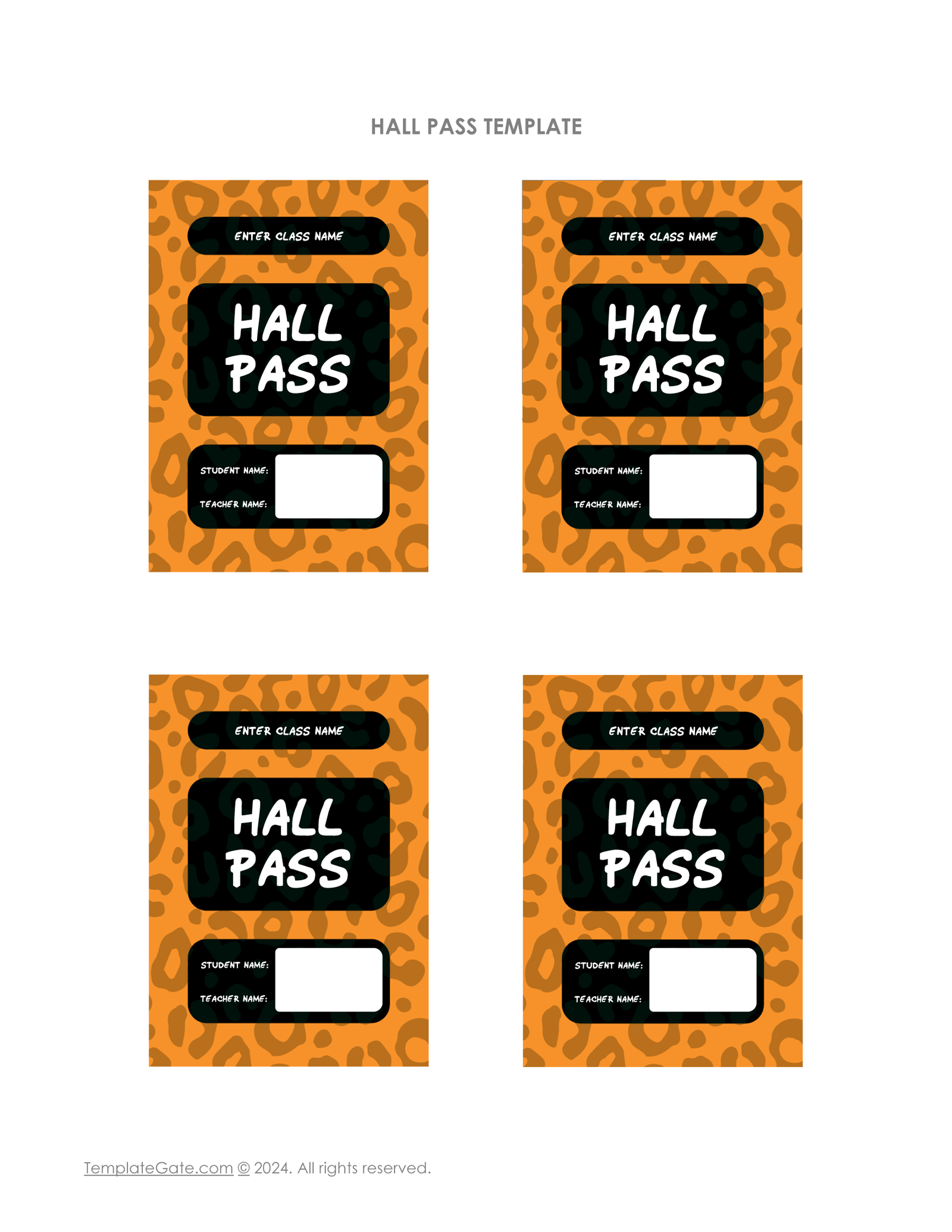 Customizable Hall Pass Template Word Pdf G Doc 8557